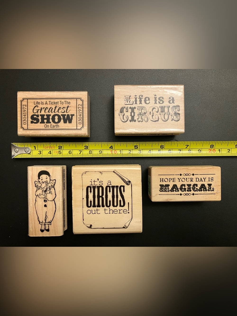 Wooden Circus Stamp Block - Natural Wood Color